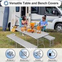 Outdoorlines Vinyl Fitted Picnic Table Cover With Bench Covers Waterproof Camping Tablecloth For Picnic Table Elastic Picnic