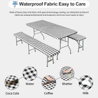 Outdoorlines Vinyl Fitted Picnic Table Cover With Bench Covers Waterproof Camping Tablecloth For Picnic Table Elastic Picnic