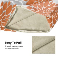 Orange Pillow Covers 18X18 Inch 2 Pcs,Fall Colored Geometric Dahlia Decorative Throw Pillows,Summer Rust Gray Flower Outdoor Decor Pillowcase Linen Square Cushion Cover Gift For Porch Patio Couch