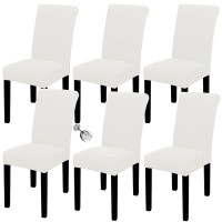 Easy-Going 100% Waterproof Dining Room Chair Cover Set Of 6, Stretch Jacquard Parson Chair Slipcover Removable Washable Chair Protector For Home, Restaurant, Banquet (Xlarge, Cream)