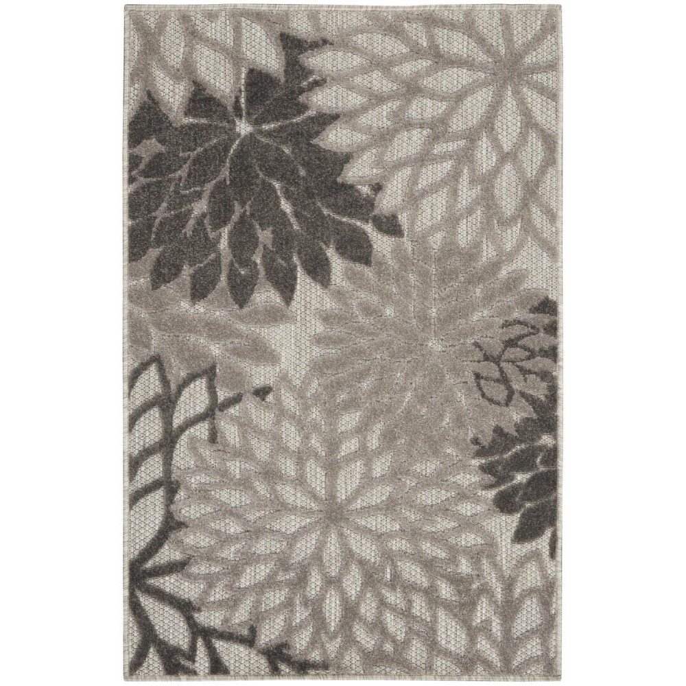 Nourison Aloha Indooroutdoor Silver Grey 3 X 5 Area Rug Tropical Botanical Easy Cleaning Non Shedding Bed Room Living R