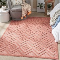 Nourison Versatile Indooroutdoor Coralorange 5 X 7 Area Rug Easy Cleaning Non Shedding Bed Room Living Room Dining Room