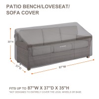 Patioasis Outdoor 3 Seater Outdoor Sofa Cover Grey 87 Inch Long Waterproof Heavy Duty 600D Oxford Patio Deck Furniture Covers For Loveseat All Weather Resistant Ripproof 37In Deep Outside Sofa Cover