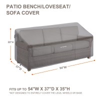 Patioasis Patio Bench Cover Grey Waterproof, Small Outdoor Loveseat Cover 54In W X 37In D X 35In H Waterproof Uv-Resistant Windproof Ripproof Outdoor 2 Seater Couch Cover