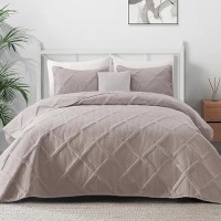 Exclusivo Mezcla Quilt Set King Size 3 Pieces Light Grey King Quilt Bedding Set Lightweight Quilts Soft Bedspreads Modern Stri