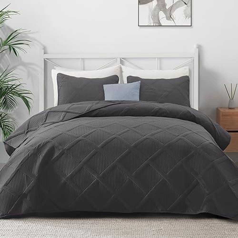 Exclusivo Mezcla Quilt Set Twin Size 2 Pieces Grey Twin Quilt Bedding Set Lightweight Quilts Soft Bedspreads Modern Striped Co