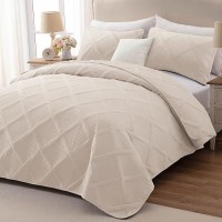 Exclusivo Mezcla Quilt Set Full Queen Size 3 Pieces Brich Beige Queen Quilt Bedding Set Lightweight Quilts Soft Bedspreads Mod