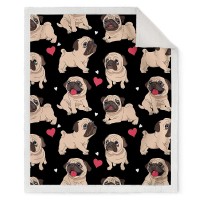 Jekeno Blanket Pug Gifts For Pug Lovers Women Girls Kids Adults Birthday Soft Comfy Plush Puppy Dog Print Sherpa Throw Decor Hom