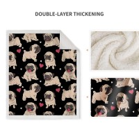 Jekeno Blanket Pug Gifts For Pug Lovers Women Girls Kids Adults Birthday Soft Comfy Plush Puppy Dog Print Sherpa Throw Decor Hom