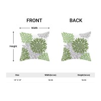 Outdoor Pillow Covers,Sage Green Throw Pillow Covers 18X18 Inch 2 Pcs,Olive Green Spring Geometric Dahlia Square Decorative Cushion Cover,Grey Flower Modern Decor Pillowcase For Porch Patio Couch