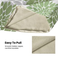 Outdoor Pillow Covers,Sage Green Throw Pillow Covers 18X18 Inch 2 Pcs,Olive Green Spring Geometric Dahlia Square Decorative Cushion Cover,Grey Flower Modern Decor Pillowcase For Porch Patio Couch