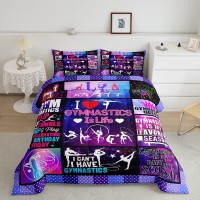 Vivid Gymnastics Lovers Girls Comforter Set Queen Size Dance Sports Bedding 3Pcs For Kids Teens Woman Room Decor Classic Geometr