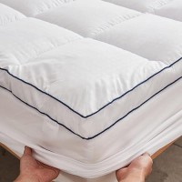 Mattress Pad Cover Pillow Top With Stretches To 18  Deep Pocket Fits Up To 8 -21  Cooling White Bed Topper (White-Thick  Queen)