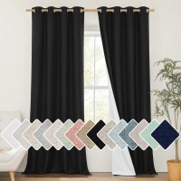 Nicetown Black Out Linen Curtains Complete Blackout Shades For Large Window Door 100 Blackout Window Curtain Panels With Whit