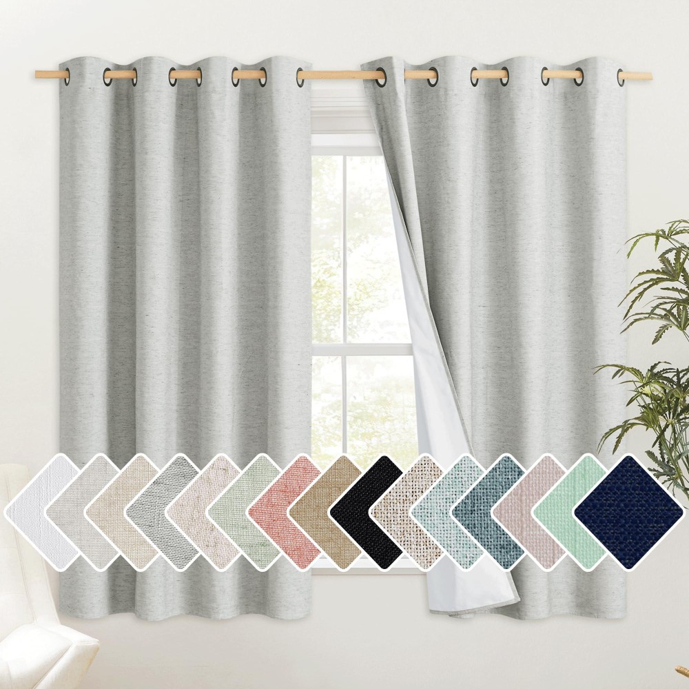 Nicetown Grey Full Shade Cold Reducing Curtain Panels 52 X 63 Inch Pair Of Energy Smart Noise Blocking Out Blackout Drapes F