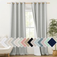 Nicetown Grey Long Linen Full Shade Panels 52 Wide X 95 Long Pair Of Thermal Insulated Energy Efficiency Blackout Curtai