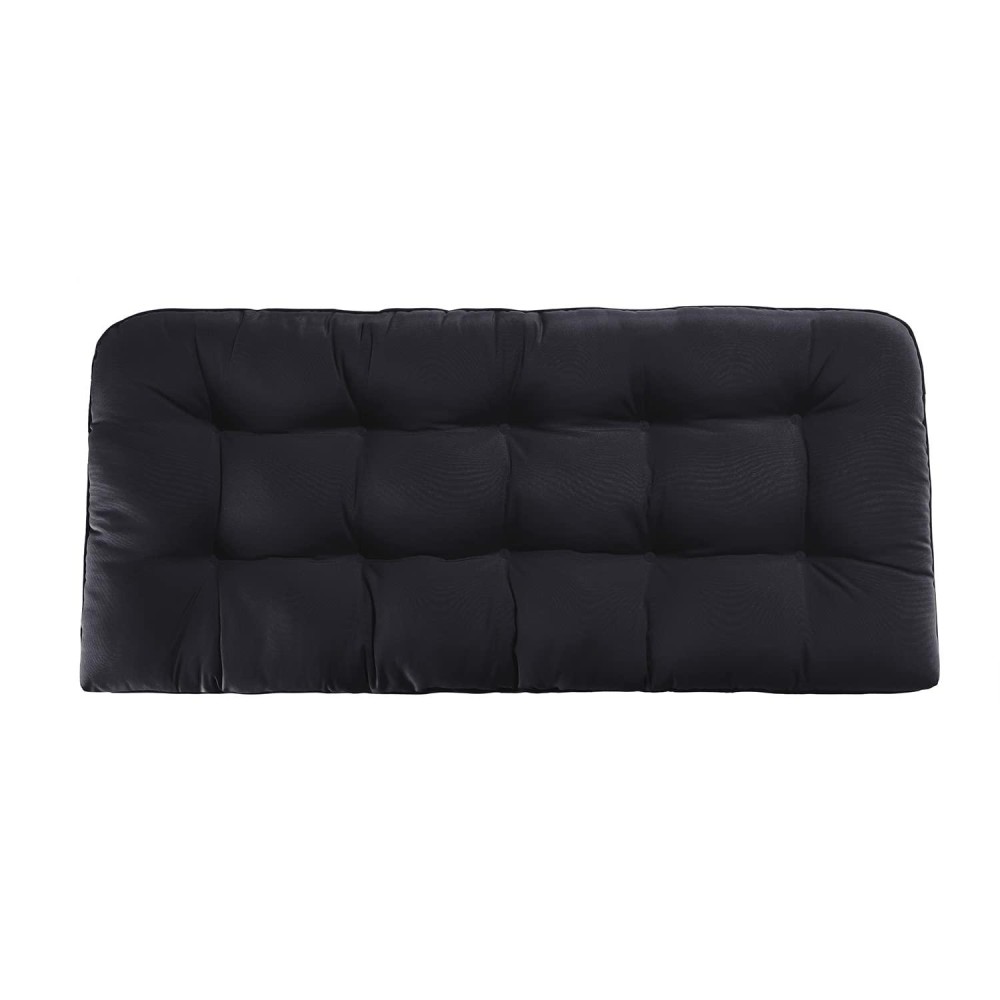 Lovtex Tufted Bench Cushions For Outdoor Furniture Waterproof, 44 X 19 Inches Patio Swing Cushions - Overstuffed Indoor/Outdoor Loveseat Cushions Black With Round Corner