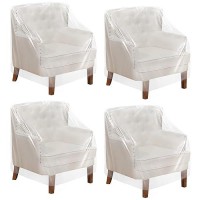 Tudomro 4 Pcs Outdoor Plastic Chair Cover Waterproof Armchair Cover Clear Dust Proof Plastic Couch Cover For Furniture Sofa Chai