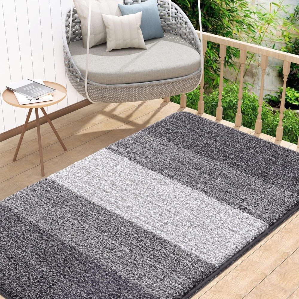 Kitinjoy Indoor Door Mat 48X32 Nonslip Absorbent Dirt Trapper Entrance Mat Lowprofile Washable Inside Floor Mat Durable Sof