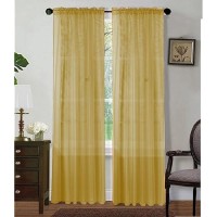 Sapphire Home Light Gold Sheer Curtains - 2 Panels Set  54