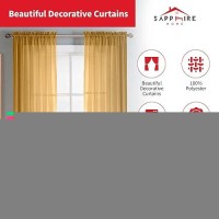 Sapphire Home Light Gold Sheer Curtains - 2 Panels Set  54