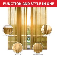 Sapphire Home Light Gold Sheer Curtains - 2 Panels Set  54