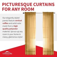 Sapphire Home Light Gold Sheer Curtains - 2 Panels Set  54