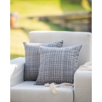 Hpuk Farmhouse Outdoor Waterproof Throw Pillow Covers Pack Of 2, 18X18 Inch Decorative Garden Cushion Covers For Patio Tent Balcony Bench Tent Couch Sofa, Solid Accent Pillow Covers, Grey