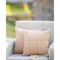 Hpuk Farmhouse Outdoor Waterproof Throw Pillow Covers Pack Of 2, 18X18 Inch Decorative Garden Cushion Covers For Patio Tent Balcony Bench Tent Couch Sofa, Solid Accent Pillow Covers, Light Brown