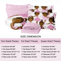 Sirdo Black Girl Magic Comforter Set Twin Size Pink Princess Bedding Sets Ballet Girls Bedroom Set Afro Black Melanin Bed Set Wi