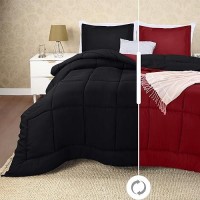 Utopia Bedding King Size Comforter Set With 2 Pillow Shams  Bedding Comforter Sets  Down Alternative Reversible Black/Red Comforter  Soft And Comfortable  Machine Washable