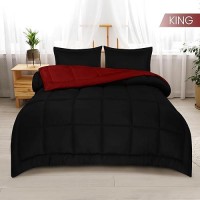 Utopia Bedding King Size Comforter Set With 2 Pillow Shams  Bedding Comforter Sets  Down Alternative Reversible Black/Red Comforter  Soft And Comfortable  Machine Washable