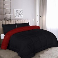 Utopia Bedding King Size Comforter Set With 2 Pillow Shams  Bedding Comforter Sets  Down Alternative Reversible Black/Red Comforter  Soft And Comfortable  Machine Washable