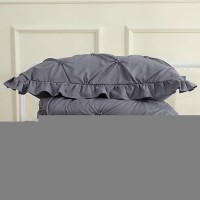 Jollyvogue Dark Grey Bed In A Bag Comforter Set For Bedroom  Pintuck Twin Size Comforter Sets 5 Pieces  Beddding Sets With Comforter  Sheets Ruffled Shams & Pillowcases