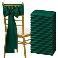 Fani 60 Pcs Forest Green Satin Chair Sashes Bows Universal Chair Cover For Wedding Reception Restaurant Event Decoration Banquet,Party,Hotel Event Decorations (7 X 108 Inch)