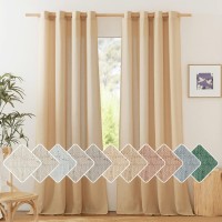 Nicetown Semi Sheer Linen Burlap Curtains For Windows 96 Inch Length 2 Panels Grommet Semi Sheer Balance Privacy Added With Lig