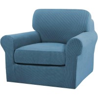 Turquoize 2 Piece Chair Covers Chair Slipcovers For Living Room Armchair Couch Cover Chair Sofa Cover With Individual Cushion Covers Furniture Cover For Chairs Feature Thick Fabric (Chair, Dusty Blue)