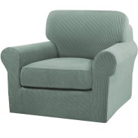 Turquoize 2 Piece Chair Covers Chair Slipcovers For Living Room Armchair Couch Cover Chair Sofa Cover With Individual Cushion Covers Furniture Cover For Chairs Feature Thick Fabric (Chair, Dark Cyan)