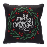 Merry Christmas And Pine Wreath Pillow