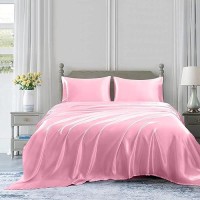 Homiest Pink Satin Flat Sheet Full Flat Sheet Only Full Top Sheet Silky Bedding Flat Sheet For Full Mattress Luxury Ultra So