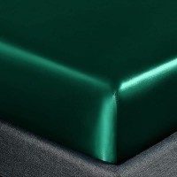 Homiest Blackish Green Satin Fitted Sheet Twin Xl Size Fitted Bed Sheet Deep Pocket Fitted Sheet Only Luxury Ultra Soft Bedd