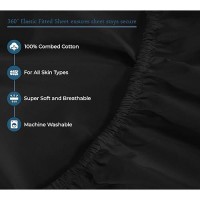 Royale Linens 400 Thread Count 100% American Grown Cotton 4 Piece Sateen Full Sheet Set - 1 Fitted Sheet  1 Flat Sheet  2 Pillow Case - Black Full Bedsheet - Cotton Sheets - (Full  Night Black)