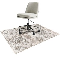 Topotdor Home Office Chair Mat For Hardwood Floor,Round Computer Gaming Rolling Chair Mat Anti-Slip Washable For Tile Floor Protector,Light Brown