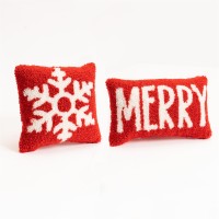 Snowflake and Merry Pillow Set of 2