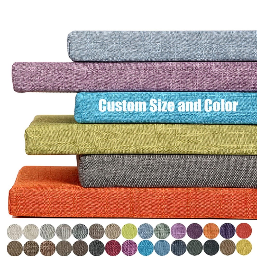 Custom Size Bench Cushion, Bay Window Seat Cushion For Indoor Furniture With Non-Slip Bottom, Optional Waterproof Addition Piping Long Bench Pad Cushions For Outdoor Patio(Customized Size & Color)