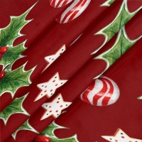 Christmas Decor Elastic Edge Round Tablecloth Xmas Candy Cane Leaf Fitted Table Cover Wipeable Round Table Cloth For Outdoor Kit