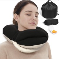 Buyue Travel Neck Pillows For Airplanes 360 Head Support Sleep For Long Flight Skinfriendly Breathable Kit With 3D Contour