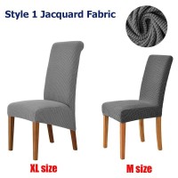 Zzdzw Solid Color Chair Cover Stretch Jacquard M Xl Size Elastic Slipcovers Chair Covers White For Dining Room Kitchen Wedding Banquet Hotel (Color : 12# Dark Gray, Size : Xl 60-75Cm)