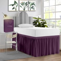 Sgi Bedding Dorm Bed Skirt Twin Xl 46 Inch Drop Length Plum Ruffled Pattern College Dorm Room Bed Skirts Split Corner Easy