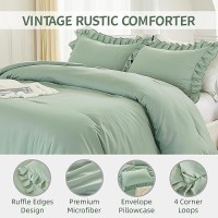 Andency Sage Green Twin Comforter Set 2 Pieces Kids Ruffle Comforter Set Twin66X90Inch Farmhouse Shabby Chic Comforter Set